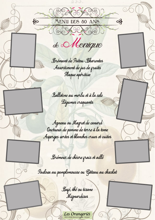 Menu anniversaire